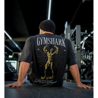 gymshark กีฬาผู้ชาย T 恤鲨鱼美式潮牌哑铃爆款运动健身 305 ผ้าฝ้ายแท้น้ำหนักเบา T