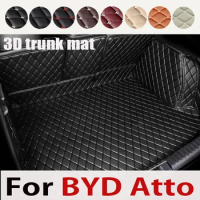 For BYD Atto 3 Yuan Plus 2022 2023 Car Styling PU Leather Trunk Protection Mat Catpet Interior Cover Part Pad Auto Accessories