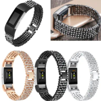 Replacement Metal Bands with Rhinestone for Fitbit Charge 2 ,Jewelry Accessories Bracelet for fitbit charge2 Silver, Rose Gold