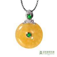 【Fubibaoding jeweler 富璧寶鼎珠寶】帝王黃冰糯翡翠平安扣墜(天然A貨 18K金 冰糯種 翡翠 保平安)