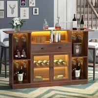 Mini Liquor Bar With 8-Tier Storage&amp;Stemware Holder Wine Bottle Holder Crescent Shaped Counter for Home Pub Wine Rack Cabinet