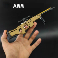 ToyTime Pull-bolt 8 Burst Rubber Band Gun Alloy Empire AWM with Bracket Miniature Sniper Gun Model Toy Ornaments Soft Bullet Gun