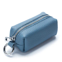 A2929 Smooth Zipper Multi-Function Genuine Cow Leather First Layer Cowhide Coins Lipsticks Bag House Keeper Car Keys Holder