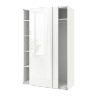 PAX/HASVIK 衣櫃/衣櫥, 白色/高亮面 白色, 150x66x236 公分