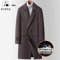 快速出貨/秋冬新款雙排扣羊毛大衣外套男士鵝絨內膽雙面呢羊毛大衣羊絨大衣