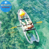 Single Clear Kayak Transparent Canoe Clear Bottom Glass Boat Seethrough Paddling Marine with Clear Seat Floating Tubes