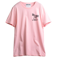 MOSCHINO COUTURE! 葡萄牙製100%棉寬鬆版短袖圓領T恤(粉紅色)