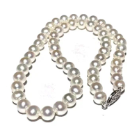 Top Grading AAAAA Japanese Akoya 8-9mm white Pearl Necklace 18" 14K Gold Clasp
