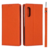 Litchi Genuine Leather Case for Sharp Aquos Sense 3 Lite R5G Simple Sumaho 6 Tective Sleeve With Bracket Cover