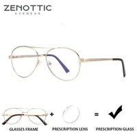 ZENOTTIC Pilot Prescription Progressive Eyeglasses Men Photochromic Anti Blue Light Glasses Double Bridge Optical Myopia Eyewear