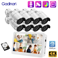 Gadinan Outdoors IP66 Waterpoorf Full Color Night Vision IP Camera set 8CH/4CH 12inch LCD TFT EDP 8M