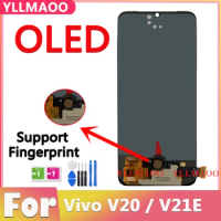 With Fingerprint OLED For Vivo V20 V21E LCD Display TouchScreen Digitizer Assembly Replacement Glass Repair Parts For vivo v21e