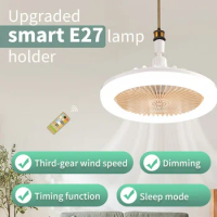 Smart 3-in-1 Ceiling LED Fan Light Lamp for Bedroom Living Room Lighting E27 Swivel Lamp Holder Aromatherapy Fan Remote Control