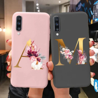 For Samsung Galaxy A50 A30S A70S Case Flower Letter A Z Shockproof Soft Silicone Protection Phone Cover For Samsung A 50 Bags