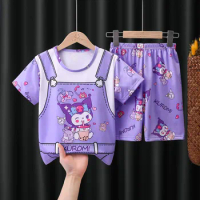 Children's Summer Thin Pajamas Girl And Boy Cartoon Style Short Sleeve In Big Girl Princess Summer H