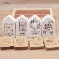 50Pcs/Lot 5*3cm Lovely Christmas Tags Kraft Paper Cards Gift Label Tag DIY Hanging Cards Gift Wrapping Decor Mini Gift Cards