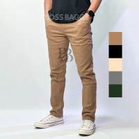 CELANA PRIA CHINO Slim fit Panjang Cream Grey Kantong Katun Mocca Stretch Twill Boss Baggy Baggy Cas