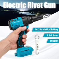 10000N 3.2mm-4.8mm Brushless Rivet Gun Cordless Electric Nail Gun Ceiling Concrete Household Power Tools for Makita 18V Battery