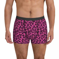 Pink Leopard Texture Underwear Animal Fur Men Underpants Printing Sexy Soft Boxer Shorts Quality Boxer Brief Plus Size