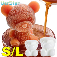 1-10PCS 3D Bear Ice Cube Mold Cube Silicone Bear Ice Grinder Ice Cream Coffee Making Tools Cold Drink DIY Ice Cream Molds