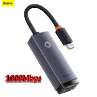 Baseus USB-A USB-C Type-C to RJ45 Ethernet Adapter LAN Port 1000Mbps For MacBook Pro Samsung S20 S10 S9 Note10