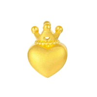 Pure 24K Yellow Gold Bracelet Women 999 Gold Heart Crown Bracelet Children Bracelet