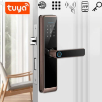 Wifi Tuya Biometric Electronics Door Lock Digital Smart Fingerprint Door Lock Password App Entry Door lock for Home Red Bronze