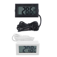 2 Pcs Digital Thermometer LCD Refrigerator Freezer Fridge Digital Thermometer - Black &amp; White