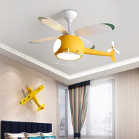 36 inch modern kids room ceiling fan with light bedroom decoration aircraft lamp LED remote dimming lighting
