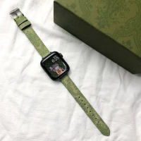 Luxury leather for Watch strap Green light luxury iwatch7 leather applewatch leather ins Wind s7