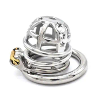 Stainless Steel Male Chastity Cage Short Men's Locking Belt Restraint Device 324 Cock Cage Chastity