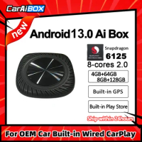 CarAiBOX NEW Android 13.0 CarPlay Ai Box Qualcomm 6125 8-Core Chip Smart Box Wireless CarPlay Android auto with Play Store GPS