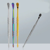 1Pcs Cigarette Carving Tool Rainbow Stainless Steel Black Gold Wax Tool 12cm/4.71in Small Cleaning Spoon for Smoking Pipe