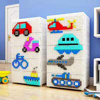 STYLE 格調 童趣益智積木拼圖五層玩具收納櫃-交通工具(拆開即用 免組裝)