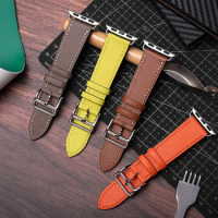 band for Apple 41 44 45 49mm Applewatch strap women's hand sewn iwatch 1-8 genuine leather strap ultra