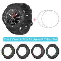 2 In 1 Amazfit T-REX Case Cover Bumper + Screen Protector Gehard Glas Film For Huami Amazfit T-REX Pro Smart accessoires