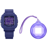 CASIO卡西歐 BABY-G +PLUS 繽紛時尚 Y2K風格 個性藍(幻紫泡泡) 手錶&amp;吊飾套組 BGD-10K-2_39mm
