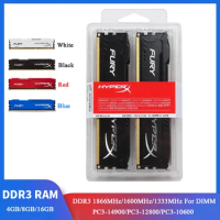 HyperX Fury RAM DDR3 8GB 16GB 2x4GB (2x8GB) 1866MHz 1600MHz 1333MHz Desktop RAM PC3-12800 14900 1.5V DIMM 240Pin DDR3 PC Memory