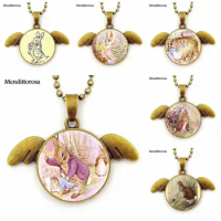 For Women Kids Gift Necklace With Bronze Plated Angel Wings Pendant Necklace Benjamin Bunny