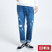 EDWIN 503 BASIC 補釘加工中直筒牛仔褲-男款 中古藍 STRAIGHT #暖身慶