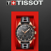 TISSOT PRS516 賽車運動風計時腕錶-T1004173605100 黑x玫瑰金/42mm