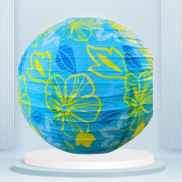 Promo Hellowen Lampion Gantung kertas print jepang china bambu daun 30cm - No.4Terlaris