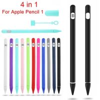 Cover for IPad Tablet Touch Pen Stylus Protective Sleeve Case 4 in1 Colorful Soft Silicone Cover for Apple Pencil 1st generation