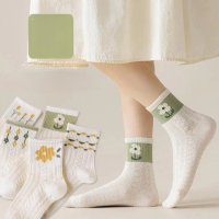 [SALE LỚN-T65] Combo 10 Tất nữ cổ cao họa tiết dễ thương Vintage Hoa xᶖnh thời trang Hàn Quốc - Vớ q