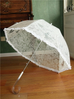 沛欣雨傘夏季愛心小清新白色蕾絲黑色彎柄半自動長柄傘拱形透明傘
