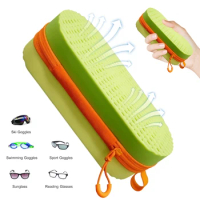 Swim Goggle Case Swimming Goggles Protection Box with Clip &amp; Drain Holes Goggles Protective Case Portable for Men Women Kids