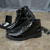 Sepatu PDH pria TNI POLRI SECURITY Hitam glossy Shoes