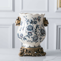 新式青花冰裂紋陶瓷花瓶創意居擺件裝飾歐式花瓶