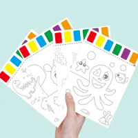 8sheets/set Coloring Books For Kids Watercolor Paper With Paint Brush Portable Children Gouache Art Painting Supplie Artist Tool