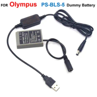 5V USB Power Cable+PS-BLS-5 BLS-5 Fake Battery For Olympus PEN E-PL2 E-PL7 E-PL5 E-PM2 Stylus 1 1s OM-D E-M10 Mark II III